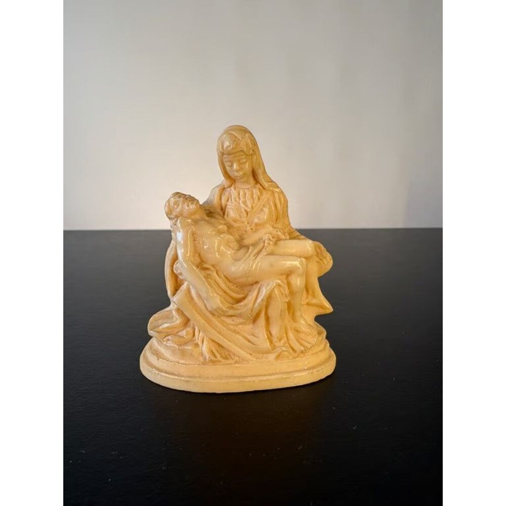 Michelangelo Pieta Statue Santini Italy Alabaster Resin Signed Sculpture 4 in